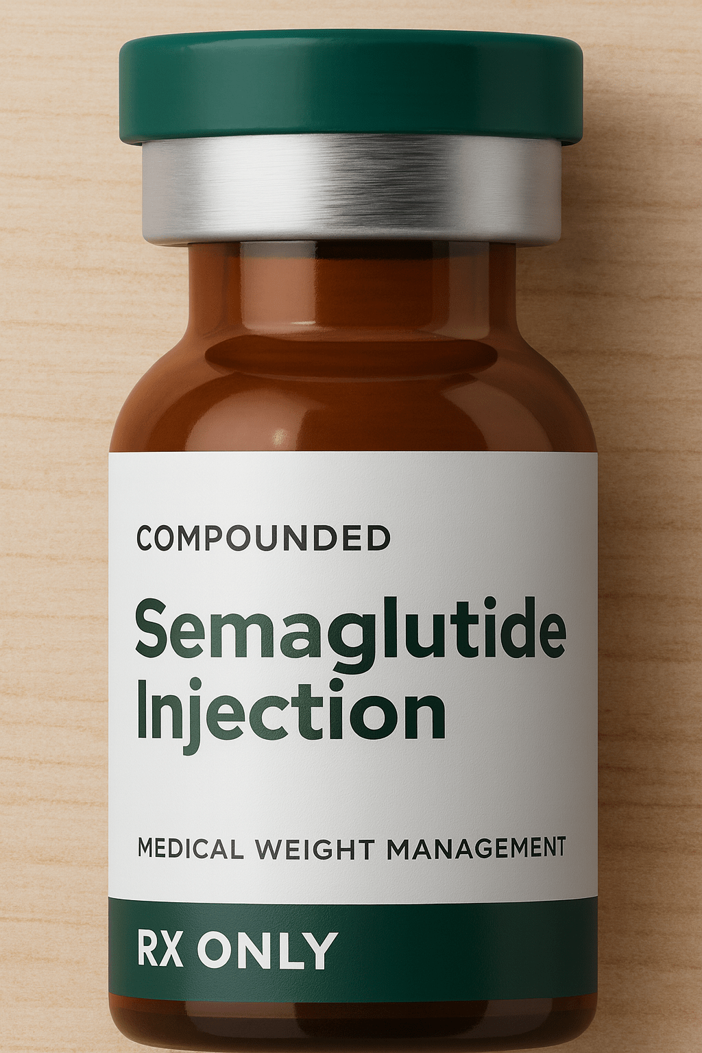glp-1 compounded injections in a glass bottle